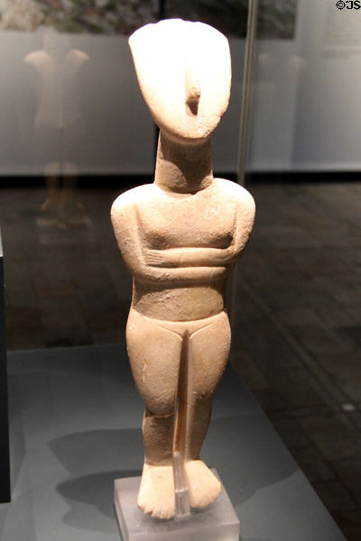 Large Cycladic marble idol (2700-2400 BCE) at Bavarian State Archaeological Collection. Munich, Germany.