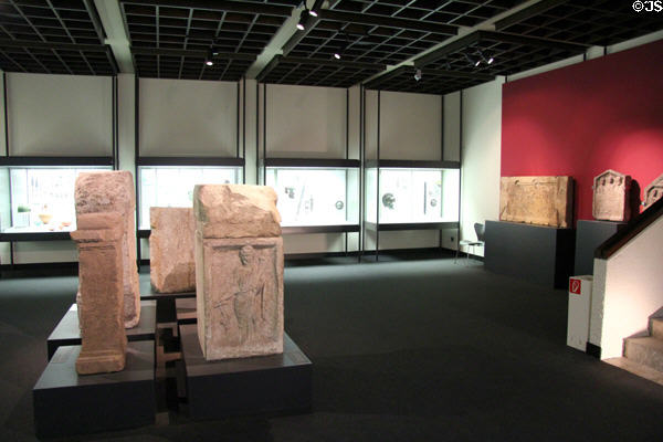 Gallery of Roman stone markers at Bavarian State Archaeological Collection. Munich, Germany.