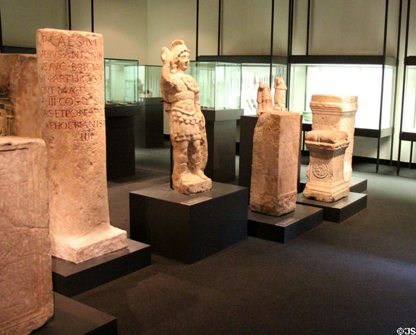 Gallery of Roman stone markers at Bavarian State Archaeological Collection. Munich, Germany.