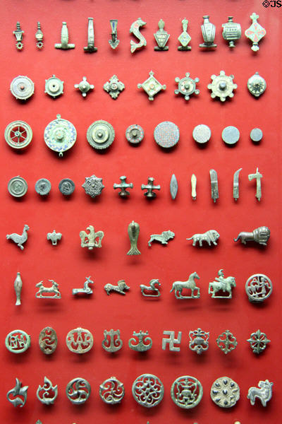 Roman era small amulets & decorations at Bavarian State Archaeological Collection. Munich, Germany.