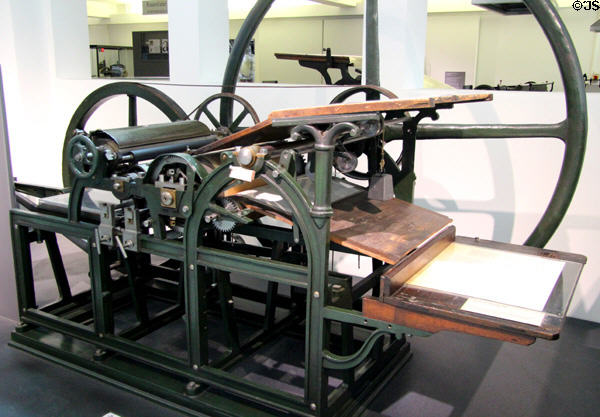 Automatic cylinder printing press (1842) by Helbig & Müller of Vienna at Deutsches Museum. Munich, Germany.