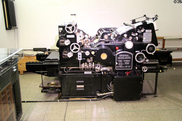 Heidelberg two-color cylinder press (1965) at Deutsches Museum. Munich, Germany.