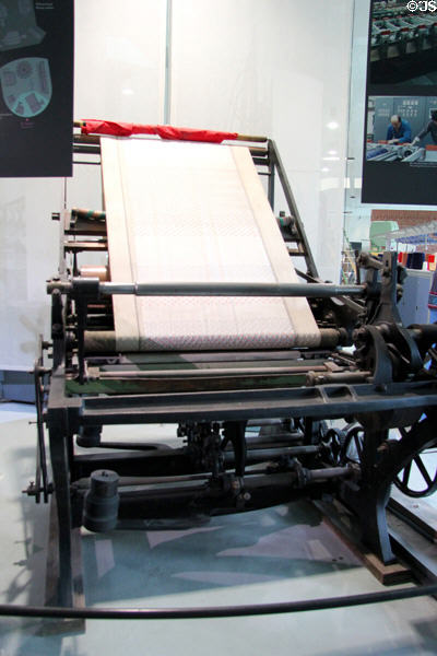 Block printing machine for cloth (1889) by Carl Hammel of Berlin at Deutsches Museum. Munich, Germany.