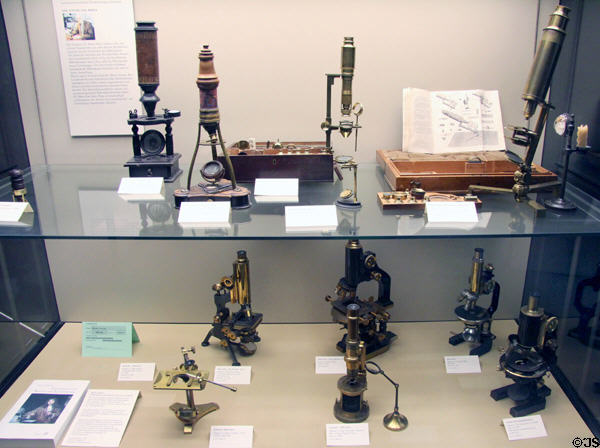 Collection of microscopes at Deutsches Museum. Munich, Germany.