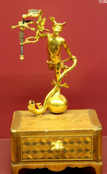 Microscope carried by statue of Mercury (c1750) at Deutsches Museum. Munich, Germany.