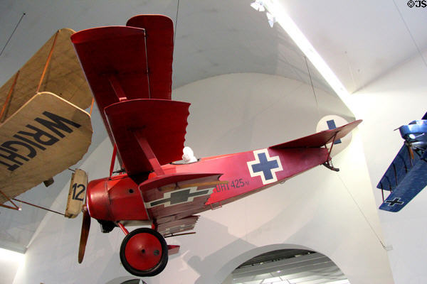 Fokker Dr. I triplane (1917-8; replica 1975) WWI fighter at Deutsches Museum. Munich, Germany.