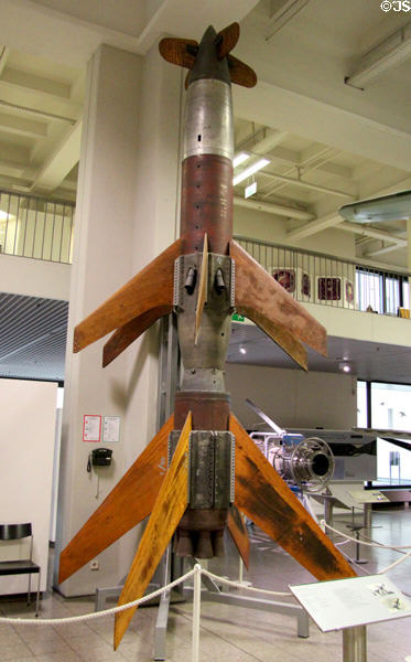 Rheintochter R1 two-stage anti-aircraft missile (1942) at Deutsches Museum. Munich, Germany.