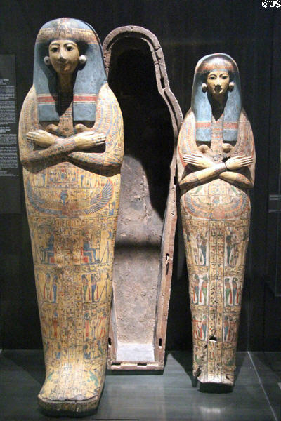 Coffins of Herit-Ubekhet (21st Dynasty - c1000 BCE) from West Thebes at Museum Ägyptischer Kunst. Munich, Germany.