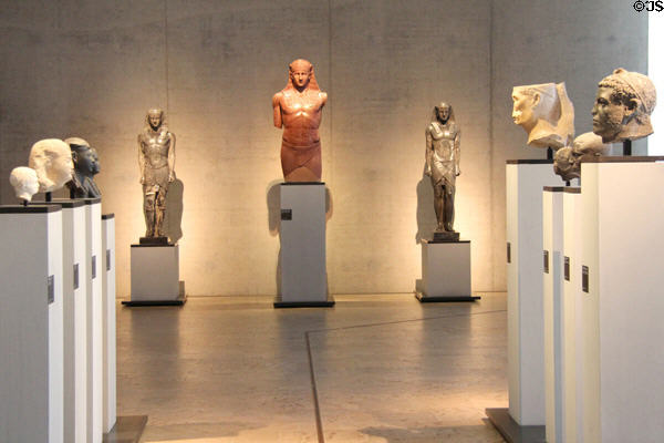 Collection of ancient Egyptian heads & figures at Museum Ägyptischer Kunst. Munich, Germany.