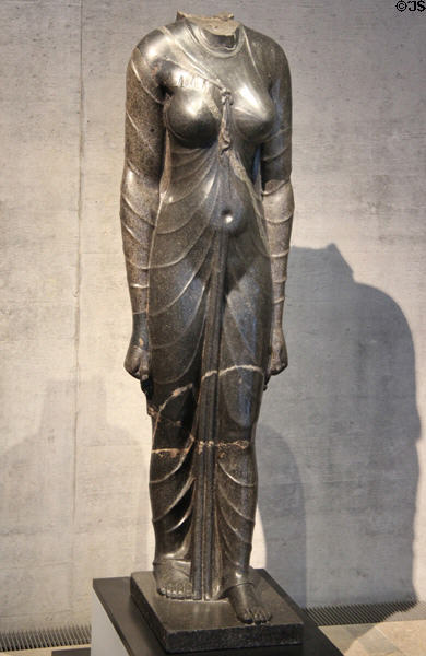 Standing figure of goddess Isis of granite (Ptolemaic-Roman Dynasty - 3rdC BCE) at Museum Ägyptischer Kunst. Munich, Germany.