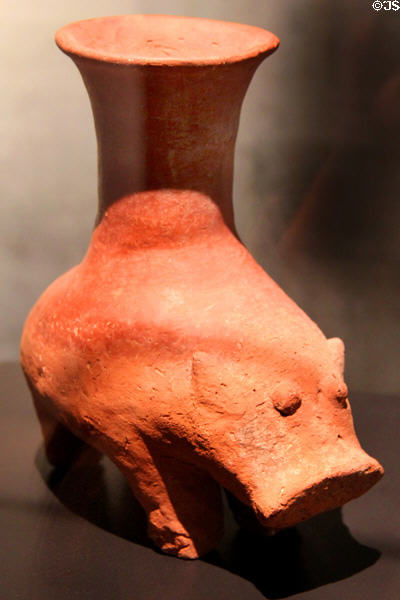 Ceramic vessel in shape of hippopotamus (Predynastic Period - c3500 BCE) at Museum Ägyptischer Kunst. Munich, Germany.