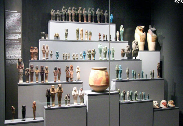 Ushebtis figures used to do work for departed in the afterlife at Museum Ägyptischer Kunst. Munich, Germany.