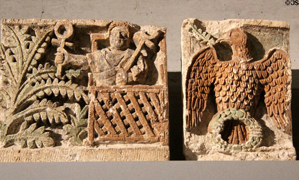 Coptic Christian reliefs of limestone (4th-5thC CE) from Deir Abu Hennis at Museum Ägyptischer Kunst. Munich, Germany.