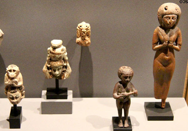Figures depicting scorned Nubian enemy of Egypt (1350-400 BCE) at Museum Ägyptischer Kunst. Munich, Germany.