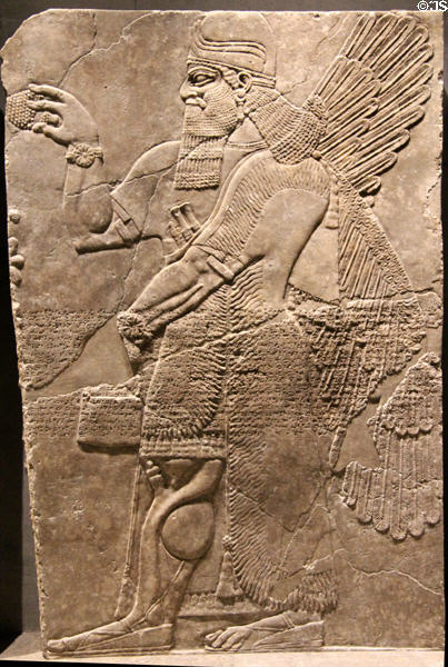 Assyrian two winged genie (c870 BCE) from Nimrud NW Palace of Kings at Museum Ägyptischer Kunst. Munich, Germany.
