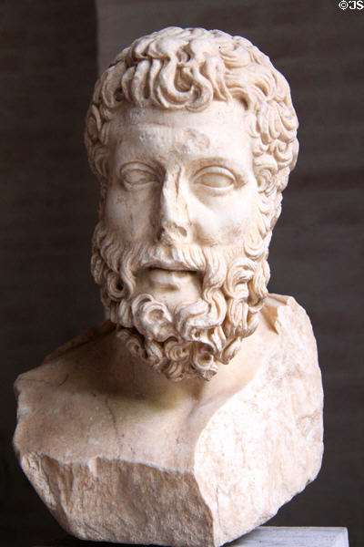 Portrait head of Epicurean philosopher Metrodor (c275 BCE) Roman copy of Greek original from Athens at Glyptothek. Munich, Germany.