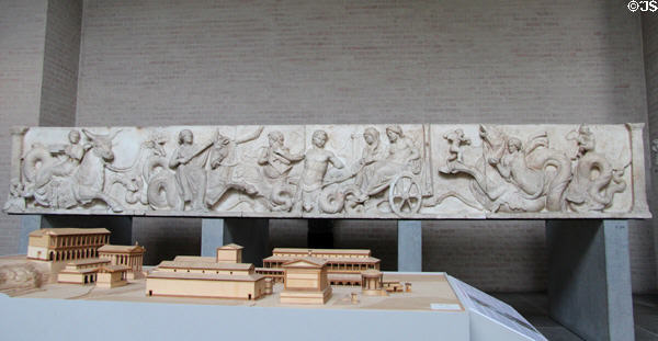 Plaster cast of Altar of Domitius depicts wedding of sea god Poseidon with Amphritrite (c150 BCE) replicates original in Louvre at Glyptothek. Munich, Germany.