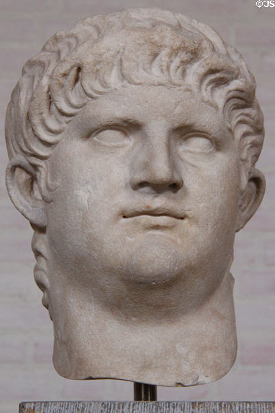 Roman Emperor Nero (ruled 54-68 CE) portrait head at Glyptothek. Munich, Germany.