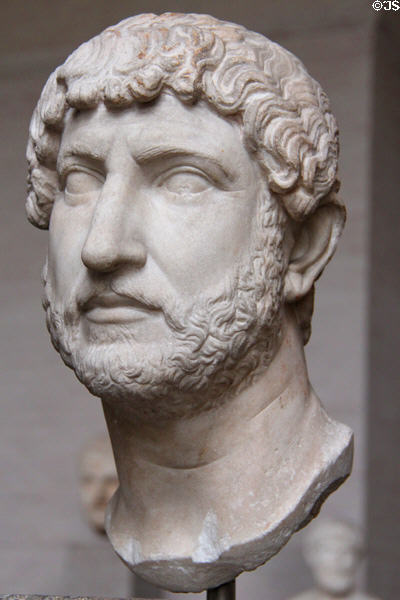 Roman Emperor Hadrian (ruled 117-138 CE) portrait head at Glyptothek. Munich, Germany.