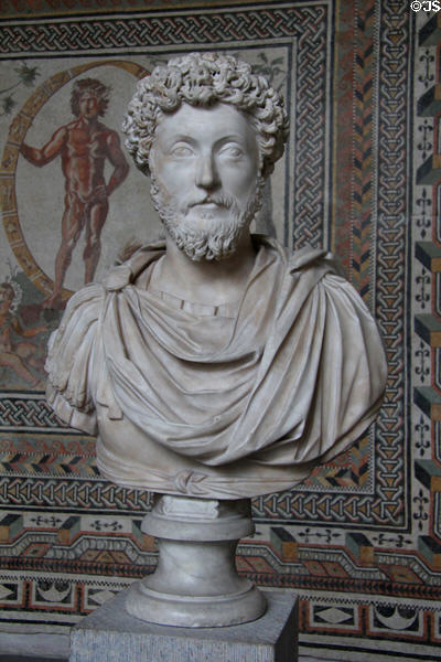 Roman Emperor Marcus Aurelius (ruled 161-180 CE) portrait bust at Glyptothek. Munich, Germany.