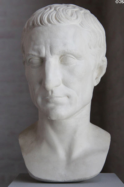 Roman Dictator & Consul Gaius Julius Caesar (ruled 49-44 BCE) portrait head at Glyptothek. Munich, Germany.
