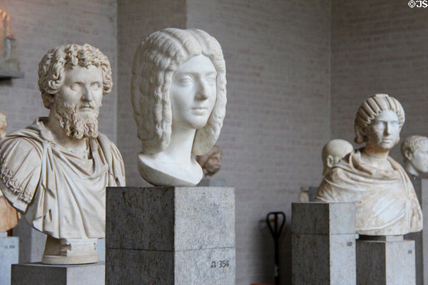Gallery of Roman portrait heads at Glyptothek. Munich, Germany.