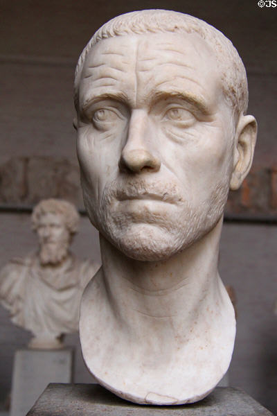 Roman man (c240 CE) portrait head at Glyptothek. Munich, Germany.