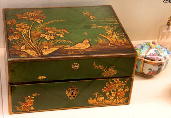 Travel box (c1755) for tea service at Meissen porcelain museum at Lustheim Palace. Munich, Germany.