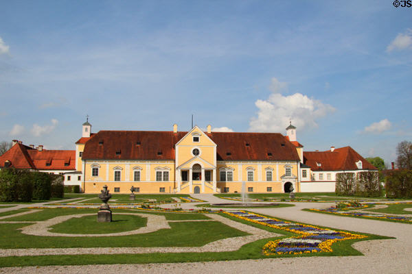 Central section of Old Schleißheim Palace seen from New Palace. Munich, Germany.