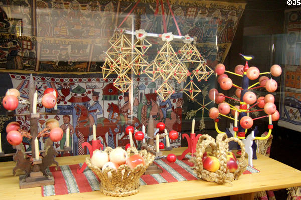 Christmas decorations from Sweden at folk art Collection Gertrud Weinhold. Munich, Germany.