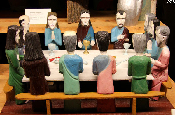 Last Supper wood carving (c1970) by Jozef Pilat of Poland at folk art Collection Gertrud Weinhold. Munich, Germany.