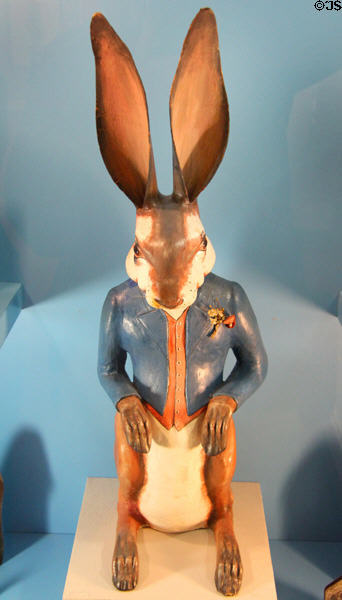 Painted Easter bunny at folk art Collection Gertrud Weinhold. Munich, Germany.