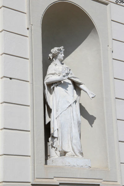 Statue in niche on outside wall of New Schleißheim Palace. Munich, Germany.