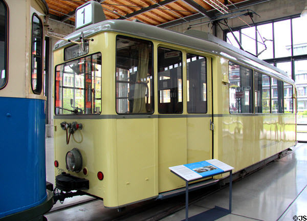 Tram driving unit standardized by German Railway Wagon Assoc. (1950) at Deutsches Museum Transport Museum. Munich, Germany.