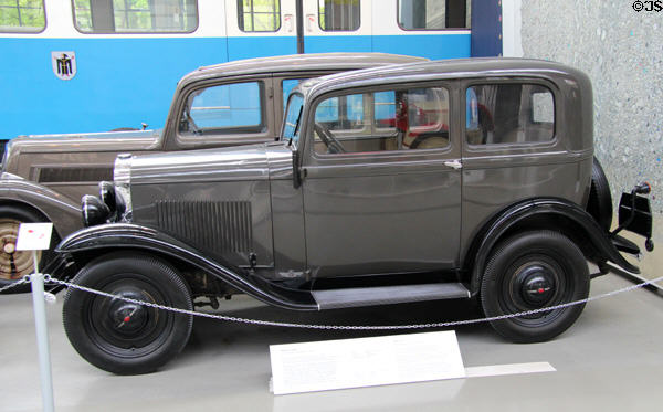 Open 1.2liter medium-class car for Depression (1935) by Adam Opel A.G. from Rüsselsheim at Deutsches Museum Transport Museum. Munich, Germany.