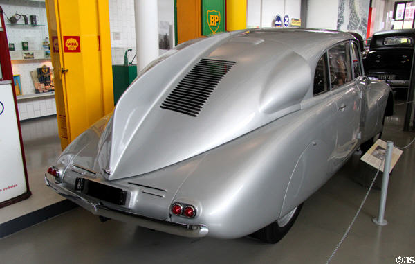 Tatra Typ 87 streamlined car (1940) from Moravia at Deutsches Museum Transport Museum. Munich, Germany.