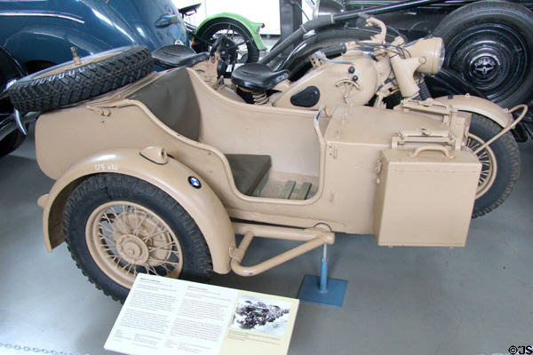 BMW R75 military motorcycle with sidecar (1944) at Deutsches Museum Transport Museum. Munich, Germany.