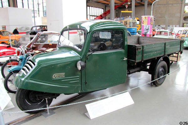 Three wheel delivery vehicle "Goliath" GD750 (1953) from Bremen at Deutsches Museum Transport Museum. Munich, Germany.