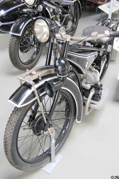 BMW R32 motorcycle (1925) by Bayerische Motoren Werke AG of Munich at Deutsches Museum Transport Museum. Munich, Germany.
