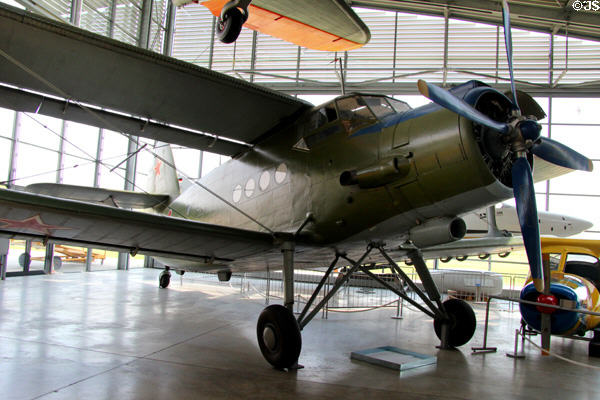 Antonov AN-2 (1947-1990s) made in USSR for use by Warsaw Pact countries at Deutsches Museum Flugwerft Schleissheim. Munich, Germany.
