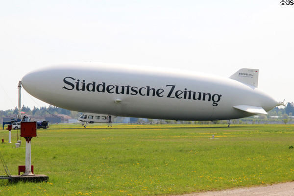 Süddeutsche Zeitung zeppelin visits Flugwerft Schleissheim. Munich, Germany.
