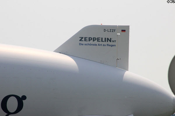 Name detail of Süddeutsche Zeitung zeppelin visiting Flugwerft Schleissheim. Munich, Germany.