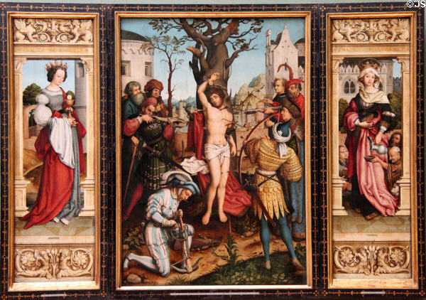 Martyrdom of St. Sebastian altar (1516) by Hans Holbein the Elder at Alte Pinakothek. Munich, Germany.