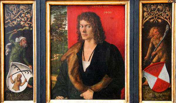 Oswolt Krel portrait (1499) by Albrecht Dürer at Alte Pinakothek. Munich, Germany.
