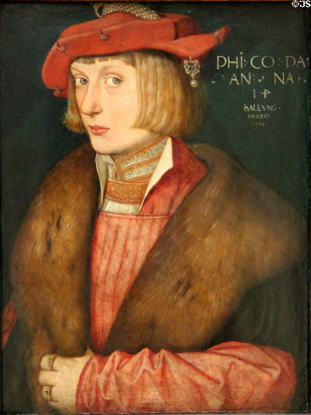 Pfalzgraf Philipp der Kriegerische portrait (1517) by Hans Baldung Grien at Alte Pinakothek. Munich, Germany.