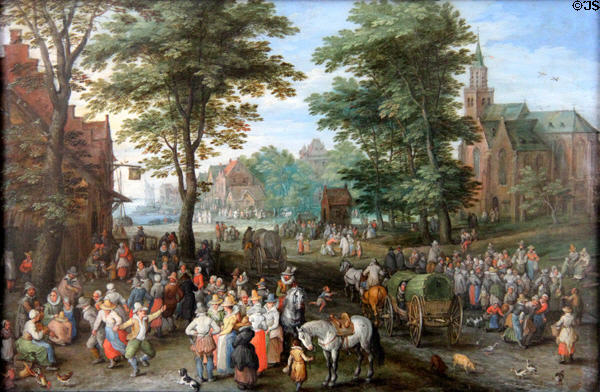 Village festival painting by Jan Brueghel Elder at Alte Pinakothek. Munich, Germany.