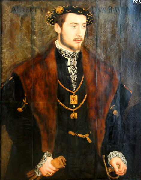 Albrecht V Herzog of Bavaria painting by Hans Muelich at Alte Pinakothek. Munich, Germany.