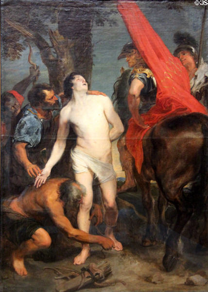 Martyrdom of St Sebastian painting by Anthony van Dyck at Alte Pinakothek. Munich, Germany.