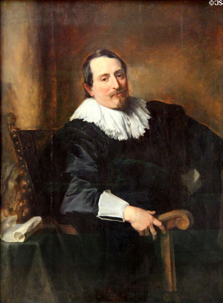 Painter Theodor Rombouts portrait by Anthony van Dyck at Alte Pinakothek. Munich, Germany.