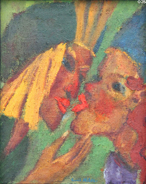 The Kiss painting (1919) by Emil Nolde at Pinakothek der Moderne. Munich, Germany.